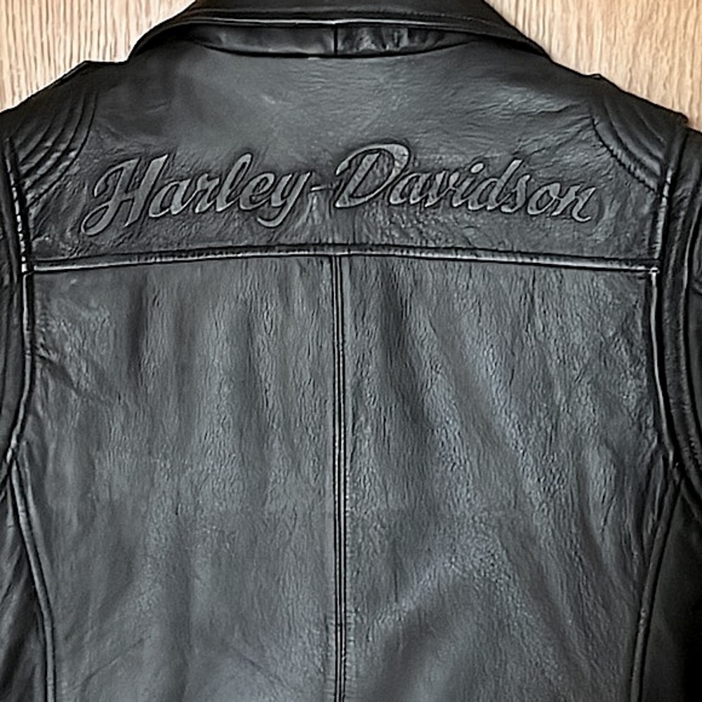 🏍💥Women’s Genuine Harley-Davidson Bezel Collar Black Leather Jacket🏍💥🏍 - Picture 8 of 17
